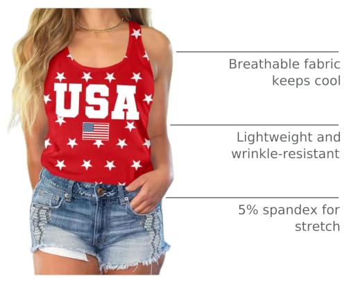 Image of Ithalt Womens American Flag Shirts 4th of July Outfits USA T-Shirt Patriotic Tank Shirt Fourth of July Sleeveless Tops