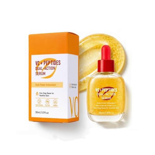 Image of Grospe Vitamin C & Peptide Dual-Action Serum for Face 30ml, Anti-Ageing Brightening Facial Serum with Fresh-Lock Microcapsule Gold Beads, Reduce Dark Spots & Fine Lines, Hydrating & Glowing Skin