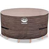 Lovco Patio Furniture Covers,600D UV Resistant Round Patio Table Cover,PU Coating Heavy Duty Waterpr
