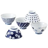 西海陶器 藍丸紋 軽量茶碗揃え5PC 13303