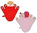 Produktbild alles-meine.de GmbH 2 TLG. Set: 2 in 1: Waschhandschuhe + Handpuppen aus Frottee - für 5 Finger - 3-D Igel + Fuchs - Handspielpuppe/Tier Kinder Baby Waschlappen zum Spielen und.