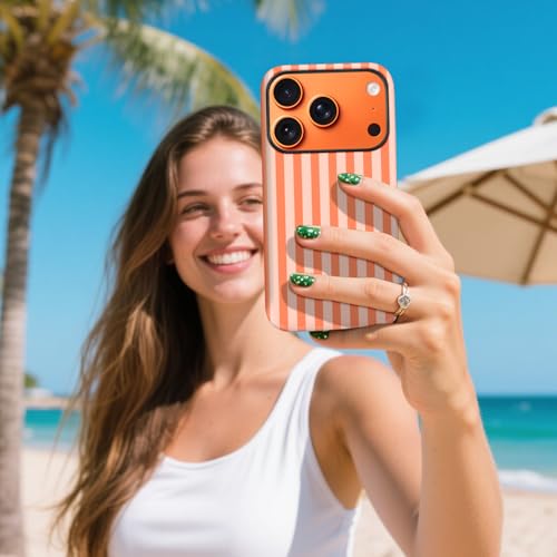 Magnetic for iPhone 18 Pro/17 Pro Cute Stripes Phone Case, Deep Orange by flewfun - Used condition - Image 7