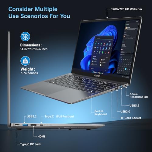 Acemagic AX16PRO Laptop Computer Amd Ryzen 7 5700U Gaming Laptop 16Gb Ddr4 512Gb M.2 2280 Nvme Ssd Windows Laptop Office Laptops Home Laptops Windows11 16.1-Inch Ips Fhd Wifi6 Bt5.2 Hdmi Type-C Usb3.2 thumb #4