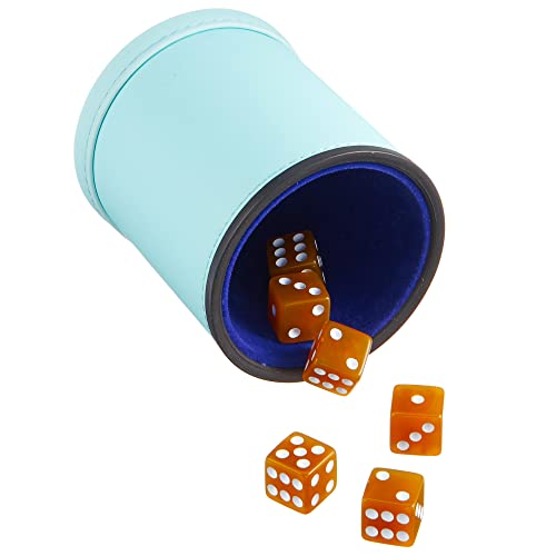 Glow In The Dark Dice Cup - Includes Six Non-Glow Dice - Superior Bicast Leather Exterior, Felt-Lined Interior - For Standard, Polyhedral Or Microdice - Family Game Nights, Blacklight Parties (Single) #TOP1