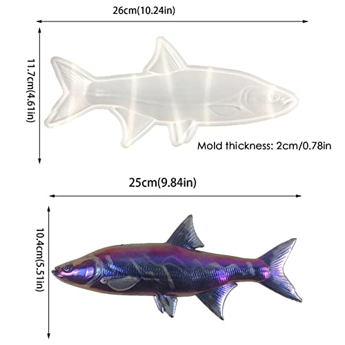 Fish Mold - 26Cm Fish Silicone Resin Molds For Epoxy Resin,Diy Fish Art Wall Decor Pendant Epoxy Molds For Diy Resin Concrete Crafts Wall Hanging Halloween Christmas Outdoor Home Garden Yarddecor #TOP3
