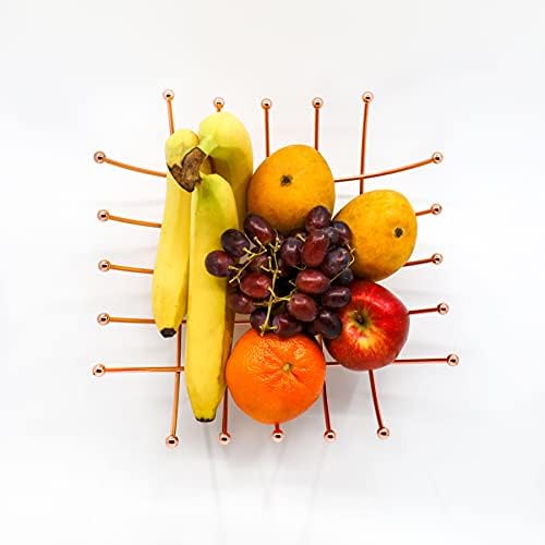 St@llion Square Lattice Fruit Bowl Nest Basket for Storage of Fruits & Vegetables with Copper Wire Finish