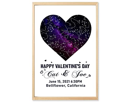 Piratify Personalized Star Map Print Poster, Custom Star Map, Minimal Star Chart, Night Sky Canvas Valentine'S Christmas Wedding Gift, Star Maps Gift For Couple, Boyfriends cover