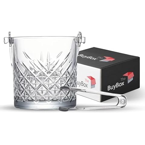 GOSOYO Glass Ice Bucket Set with Tongs Cover