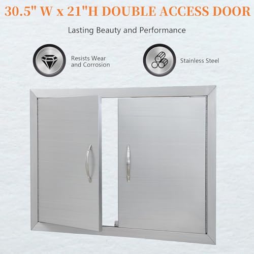 Garvee Outdoor Kitchen Doors, 30.5W x 21H Inch BBQ Double Access Door, Stainless Steel Access Door for BBQ Island, Grilling Station, Outside Cabinet by Garvee - Image 5