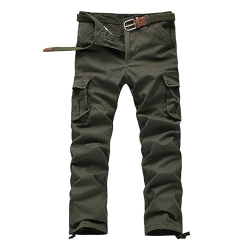 JEKE-DG Mens Casual Work Cargo Pants Outdoor Tactical Cotton Pants Straight-Leg Trousers with Multi-Pockets (29,Army Green 6)