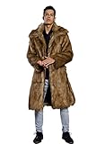 Old DIrd Men's Long Sleeve Fluffy Faux Fur Coat,Mens Winter Warm Faux Fur Overcoat,Long Thicken Soft