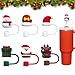 Christmas Straw Covers Cap 6 Pcs for Stanley Cup 30&40 Oz, Tumbler, Water Bottle Silicone Straw Topper Fits 10mm Reusable Straws, Christmas Gifts Decorations