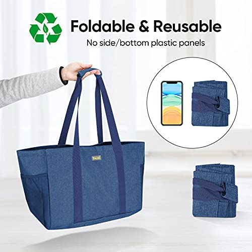 Baleine Soft 9 Gallon Extra Large Utility Tote, Foldable Reusable Storage Bag (Denim Blue) #TOP1