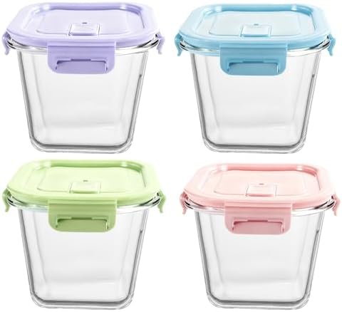 S.ROKE TTAN 900ml Glasbehälter Mit Deckel, Glas Vorratsdosen Mit Deckel Luftdicht. Quadrat Meal Prep Behälter, Mealprep Gläser, Glas Suppen Behälter Für Mikrowelle, Gefrierschrank