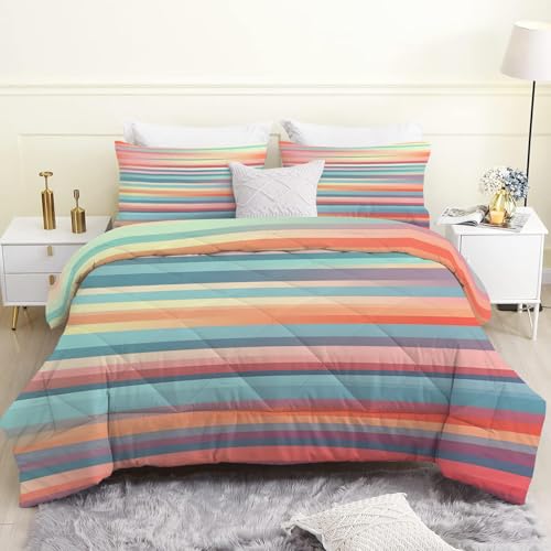 PNHCL Raya Edredon Estampado 4 Estaciones Arcoíris Edredón Relleno Nórdico Cama 80/90 Estampado, Moderno Edredones Reversible 135x200 cm para Infantil Niñas Niños Juveniles Pz127