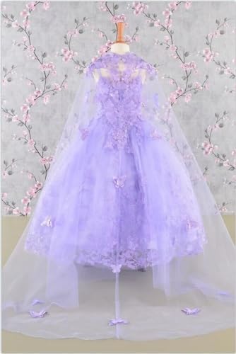 Girls 3D Floral Butterfly Lace Ball Gown Cape Pageant Dresses for Juniors Mini Quinceanera Dress 20252