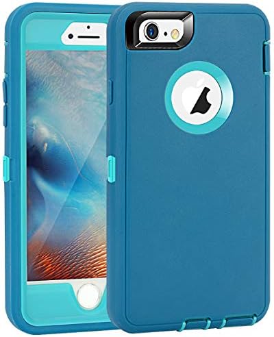 MAXCURY iPhone 6 Case, iPhone 6S Case, Heavy Duty Shockproof Series Case for iPhone 6/6S (4.7")-V2 with Built-in Screen Protector Compatible with All US Carriers (Teal&Lt Blue)
