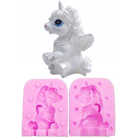 3D Unicorn Candle Mold - MoldFun Small Unicorn with Horn Silicone Craft Mould for Fondant, Cake/Cupcake Topper Decorating, Bath Bomb, Soap, Chocolate, Polymer Clay, Plaster, Crayon Cover