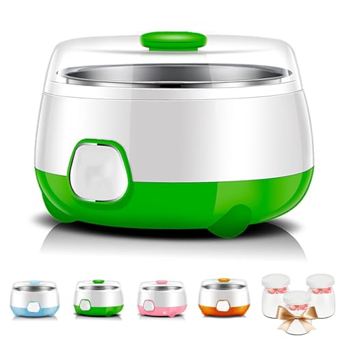 Yogurtera con 3 tarros, máquina para Hacer Yogur probiótico de 1 litro con Revestimiento de Acero Inoxidable, bajo Ruido, máquina de fermentación Natto para Hacer Yogur/Vino de arroz Green Yogurtera con 3 tarros, máquina para Hacer Yogur probiótico de 1 litro con Revestimiento de Acero Inoxidable, bajo Ruido, máquina de fermentación Natto para Hacer Yogur/Vino de arroz Green