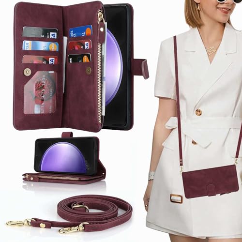 アクオス ウィッシュ2 ケース 手帳型 AQUOS Wish/Wish2スマホケースSHG06 SH-M20 携帯カバー SH-51CスマホケースA104SH財布型 大容量Jaorty 合成PU ファスナー付き スタンド機能 取り外し自由 小銭入れ-ダーク