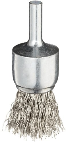 Image of Weiler 10019 3 /4 inch Crimped Wire End Brush, .014 inch Stainless Steel Fill, Made in the USA