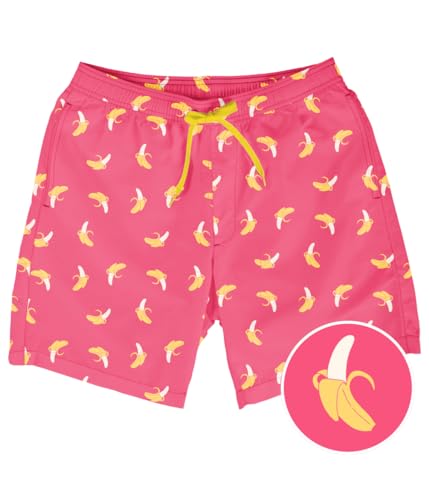 Tipsy Elves Pink Banana Classic Fit 7 Inch Inseam Swim Trunks for Men Size 3X-Large