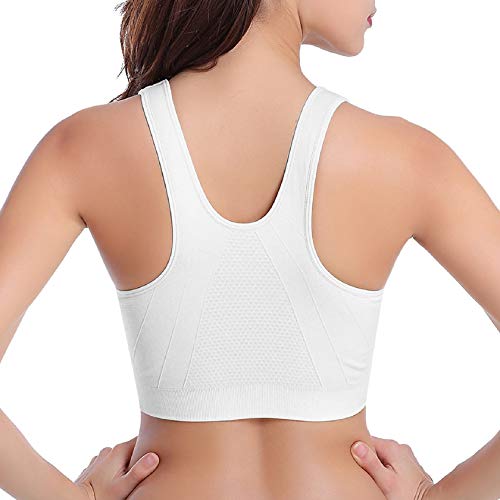 Tuopuda Women's Sports Bra - Zip Front, Comfy Post Surgery, High Impact Wireless, Running Bra, Cross Back Support, Removable Pads, Yoga Bra for Workout Fitness - Image 2