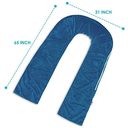 Image of Meiz Full Body Pregnancy Pillow Cover - Pregnancy Pillow Case - Soft Velvet Maternity Body Pillow Replacement Cover - Fit 65 inch x 31 inch Pillow - King Size (Blue)