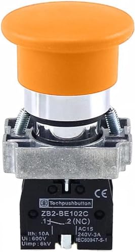 Bouton-poussoir orange XB2-BC51 de 40mm à tête de champignon pour commande par impulsion