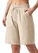 WILLIT Shorts Damen Leinen Shorts Freizeit Bermuda Kurze Hose knielange High Waist Bequeme Sommershorts mit Taschen 10“ Khaki M