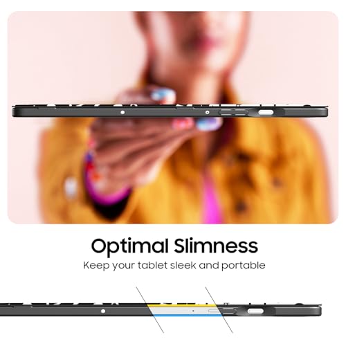 Image of Fintie Hybrid Slim Case for Samsung Galaxy Tab S9 FE 5G 10.9 Inch /Galaxy Tab S9 11 Inch 2023 with S Pen Holder, Shockproof Cover with Clear Transparent Back Shell, Auto Wake /Sleep, Composition Book