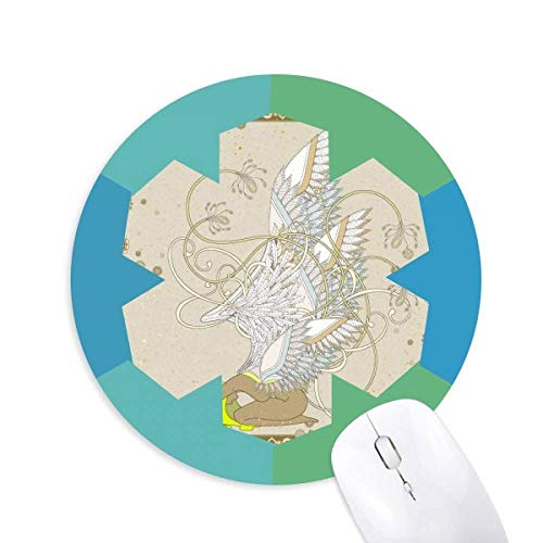 花の翼日本浮世絵の葉 円形滑りゴムの雪マウスパッド