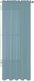 1 PC Solid Rod Pocket Sheer Window Curtain Treatment Drape Voile Panel in Variety of Colors (54" X 63", Slate Blue)