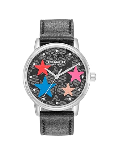 Image of Coach Grand Qtz Basic Multicolor Round Dial Women's Watch|Black Calfskin Material|Black Color Band - 14503847