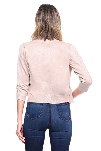 Image of Cielo Women's Soft Solid Open Front 3 /4 Sleeve Sweater Cardigan