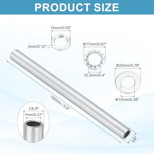 Image of MECCANIXITY 35Pcs 5.9 inch Lamp Pipe Kit with Nuts Washers 1 /8IP Thread Fasteners Assortment for Chandelier Ceiling Light Repair Assembly DIY Hardware