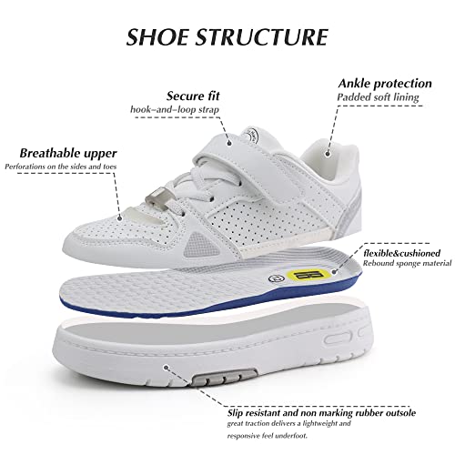 Brooman Kids School Sneakers Sports Basketball Shoes Boys Girls Tennis Running Shoes (10,White) #TOP2