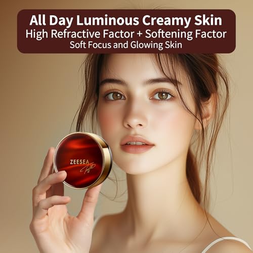 zeesea 2 in 1 Black Truffle Cushion Foundation,Makeup Double Layer Cushion BB Cream &Setting Powder for Oil Control,Tinted Moisturizer,Long-lasting, Natural, 0.32 + 0.18oz (9g + 6g)
