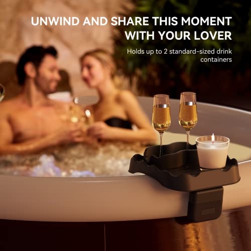 Anivia Hot Tub Table Tray, Adjustable Hot Tub Side Table, Nonslip Drink Caddy With 2 Cup Holders, Keep Snacks-Drinks Handy And Dry, Fits Inflatable Spa/Pool/Bathtub Hot Tub Accessories (Dark Grey) #TOP1