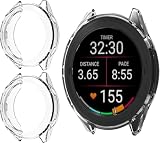 GIOPUEY Cover Compatibile con Garmin Forerunner 170 Music, [2 Pezzi] Soft TPU, Shock Resistant Custodia - Transparent+Transparent