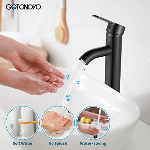 Gotonovo Lavatory Vanity Tall Tap Oil Rubbed Bronze Single Hole Bathroom Vessel Sink Faucet Single Lever Handle With Curved Spout Bathroom Sink Faucet Deck Mounted #TOP7