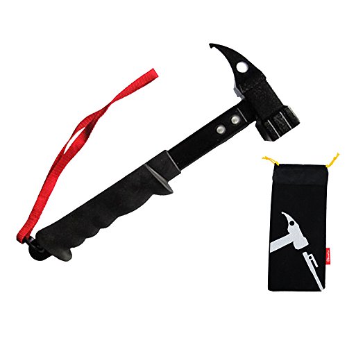 NUZAMAS Outdoor Camping Hammer Mallet Puller for Tent Pegs Stakes Black 32cm Non-slip Head Design with holding strap and bag