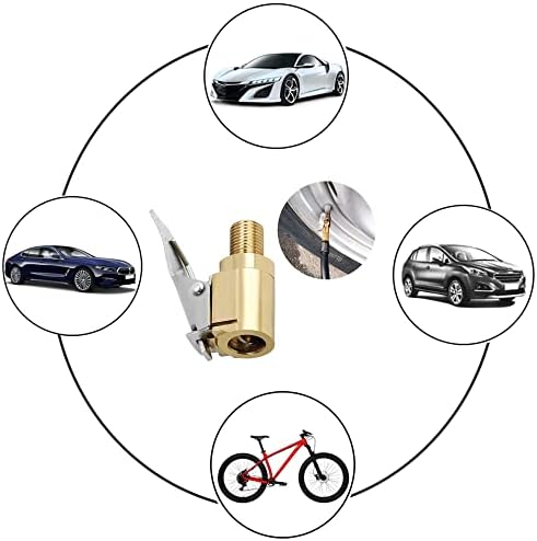 LDCRE Tire Air Chuck with Clip Adapter, Brass Locking Tire Inflator Nozzle Adapter Connect, No Leakage Tire Chucks for Vehicle Inflator Compressor Pump Connect Accessories Tool 8mm 2Pack — view 8