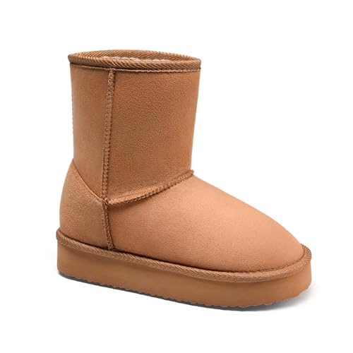Image of FabKids Girls' Warm Fleece Lined Platform Snow Boots Non-Slip Ankle Winter Boots