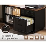 OffiGo 55 Inch L Shaped Electric Standing Desk with Drawers & File Cabinet Sets, Executive Sit Stand Desk, Height Adjustable Computer Desk for Home Office, Writing, Workstation, Walnut+Black - Image 4