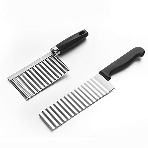 Aardappel Chip Mes, DBAILY 4 stks Chipper Chip Cutter RVS Groente Crinkle Golvend Mes Crinkle Cut Mes Set Aardappel… - Image 4