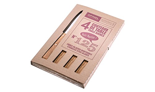 Opinel - Bon Appetit Table Knives Set of 4 Number 125 - Olive Wood Handles