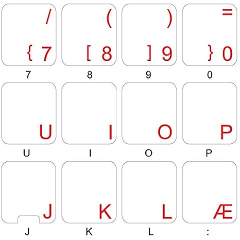 Danish Keyboard Stickers by 4Keyboard Cover