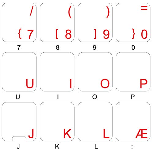 4Keyboard Danish Keyboard Stickers With Red Lettering On Transparent Background #TOP16