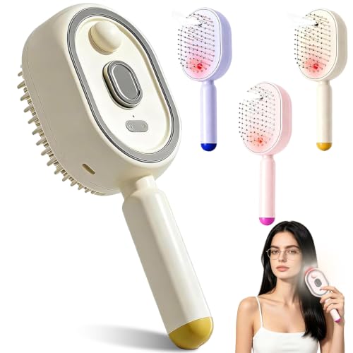 2026 Neu Kopfhaut Massagebürste,3-in-1 Haarbürste with Water Mist & Self-Cleaning, für Lockiges,Welliges und Glattes Haar